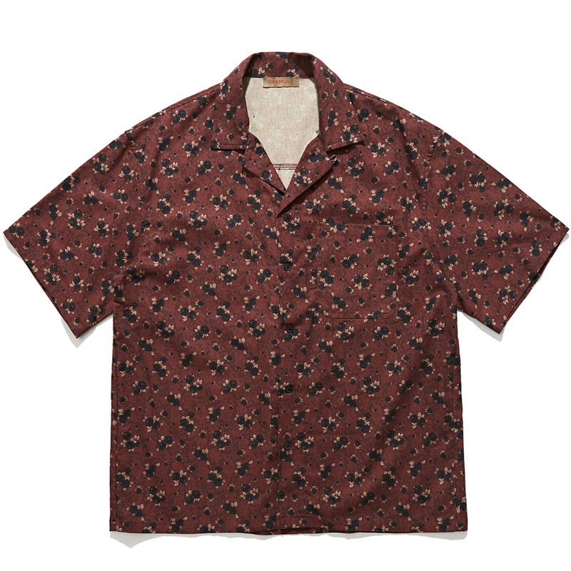 Vintage Hawaiian Floral Shirt - Japanese retro ethnic style Cuban collar
