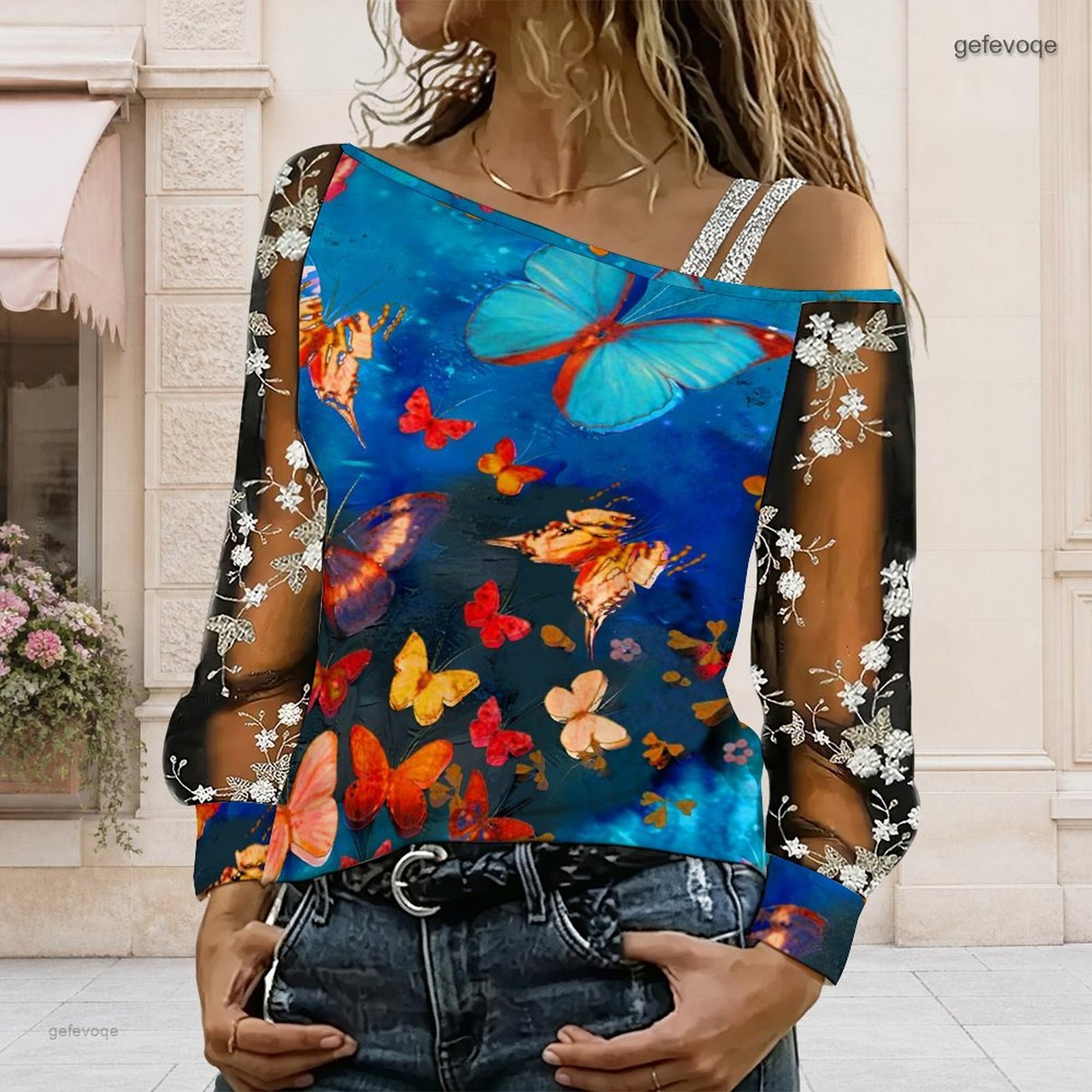 T-Shirts - Women Off Shoulder Blouse Asymmetric One