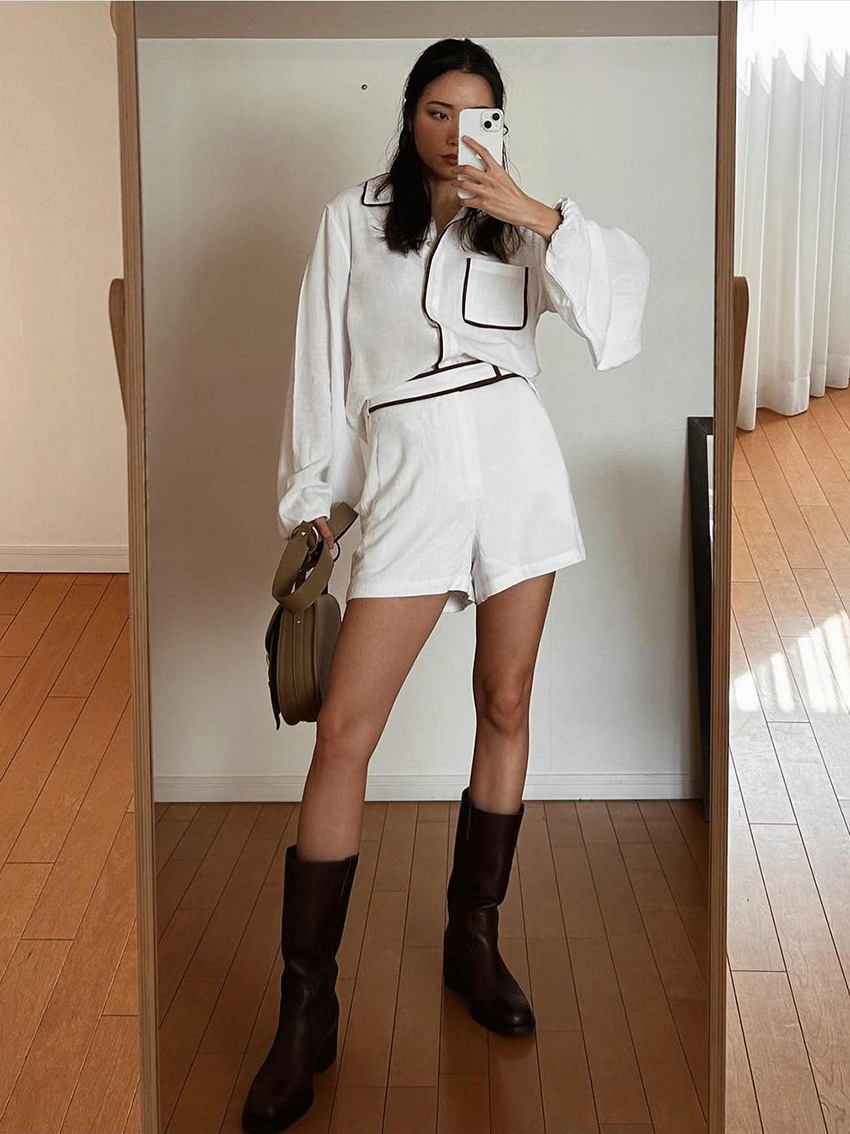 Two Piece Set Women Outfit 202 - đánh giá và giá Mens Linen Shirt Long Sleeve