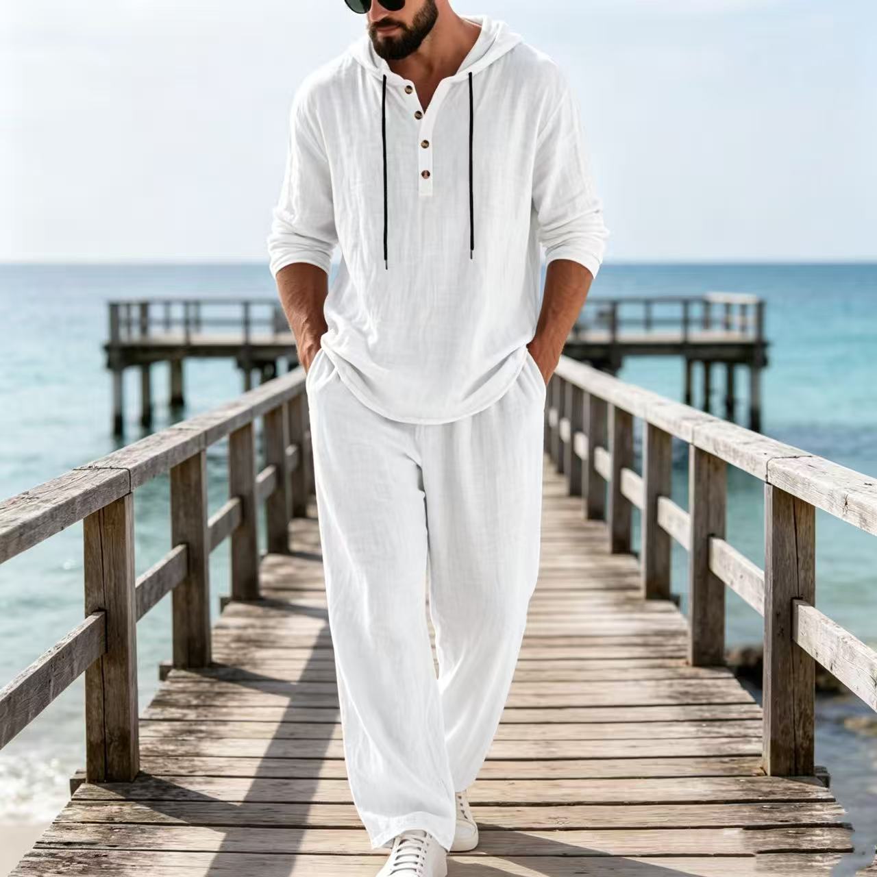 2026 Cross-border Spring and A - đánh giá và giá Mens Linen Shirt Long Sleeve
