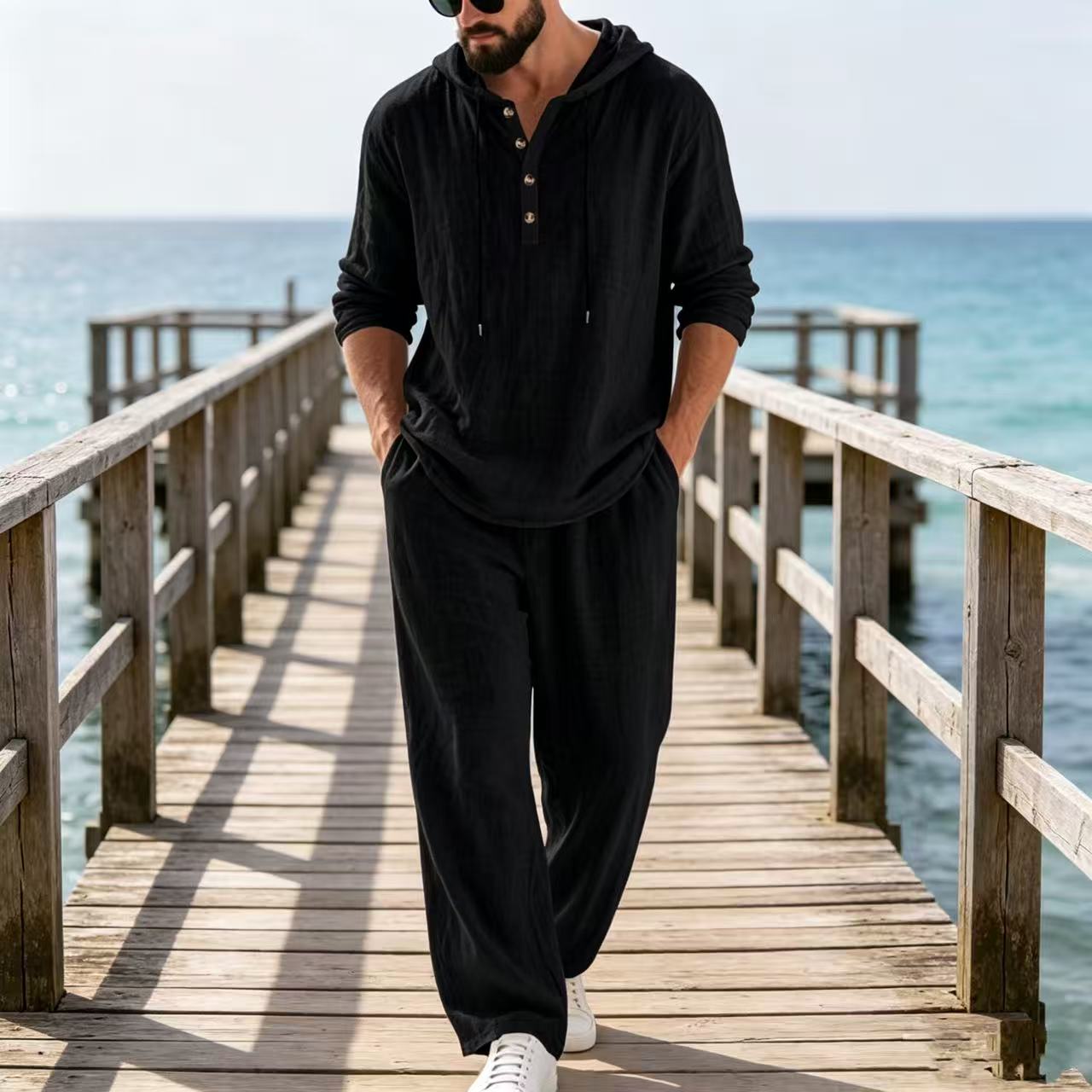 2026 Cross-border Spring and A - đánh giá và giá Mens Linen Shirt Long Sleeve