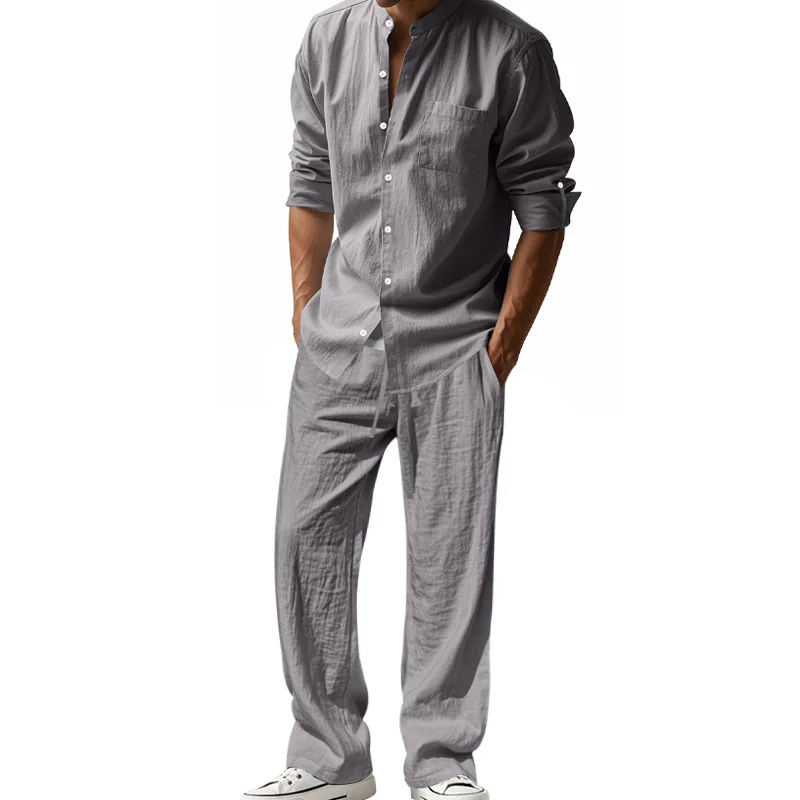 2025 Cross-border American Fou - đánh giá và giá Mens Linen Shirt Long Sleeve