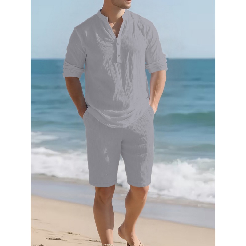 Men's White Linen Blend Two Pi - đánh giá và giá Mens Linen Shirt Long Sleeve