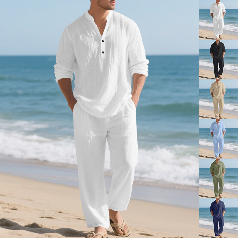 Linen Autumn New Men's Suit Be - đánh giá và giá Mens Linen Shirt Long Sleeve