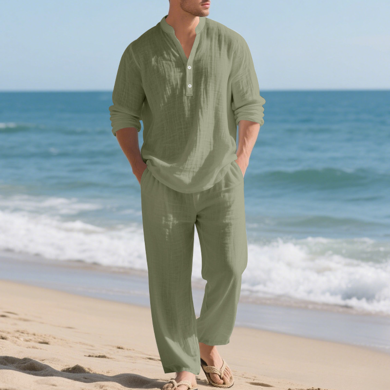Linen Autumn New Men's Suit Be - đánh giá và giá Mens Linen Shirt Long Sleeve