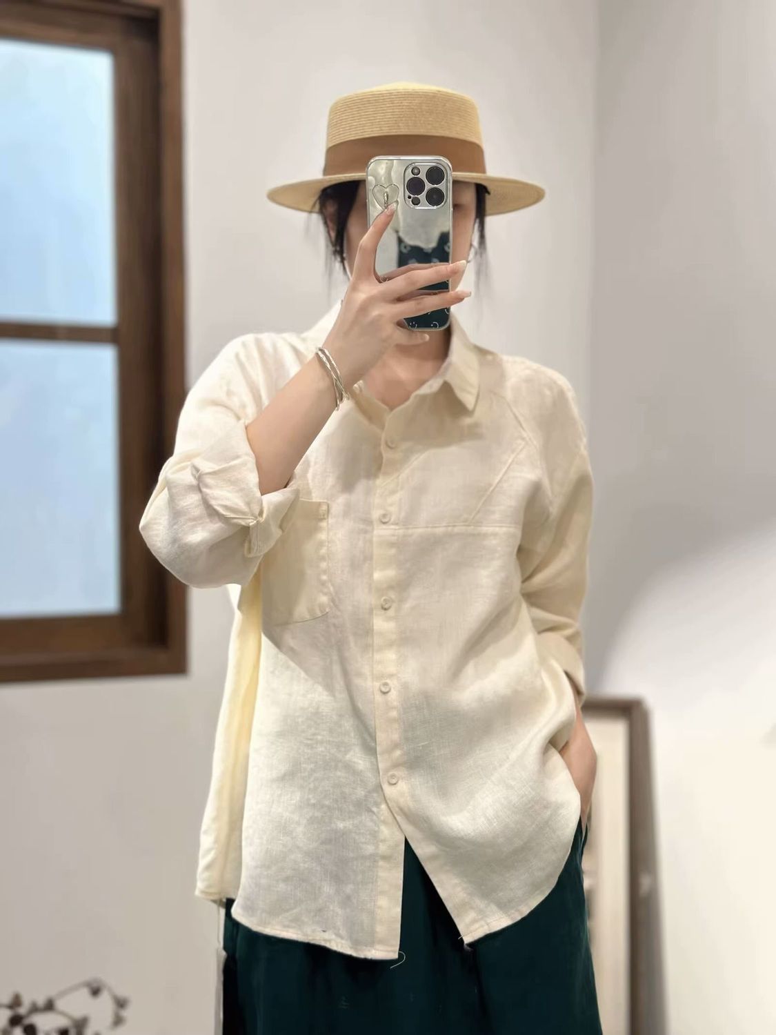 Dave&Di Linen Artistic Simple  - đánh giá và giá Mens Linen Shirt Long Sleeve