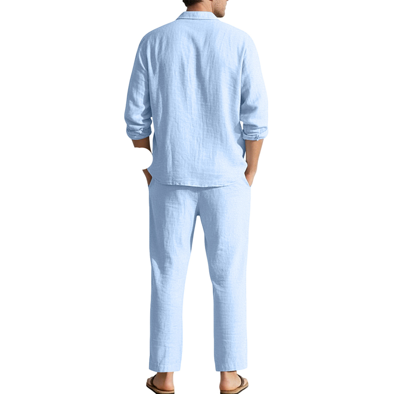 Spring Summer Linen Casual Set - đánh giá và giá Mens Linen Shirt Long Sleeve